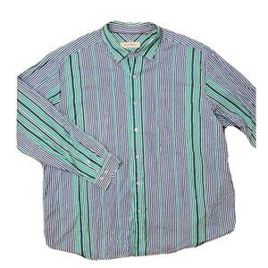 Tommy Bahama Men's XXL Multicolored Stripe Casual Button Shirt Front Pocket LS